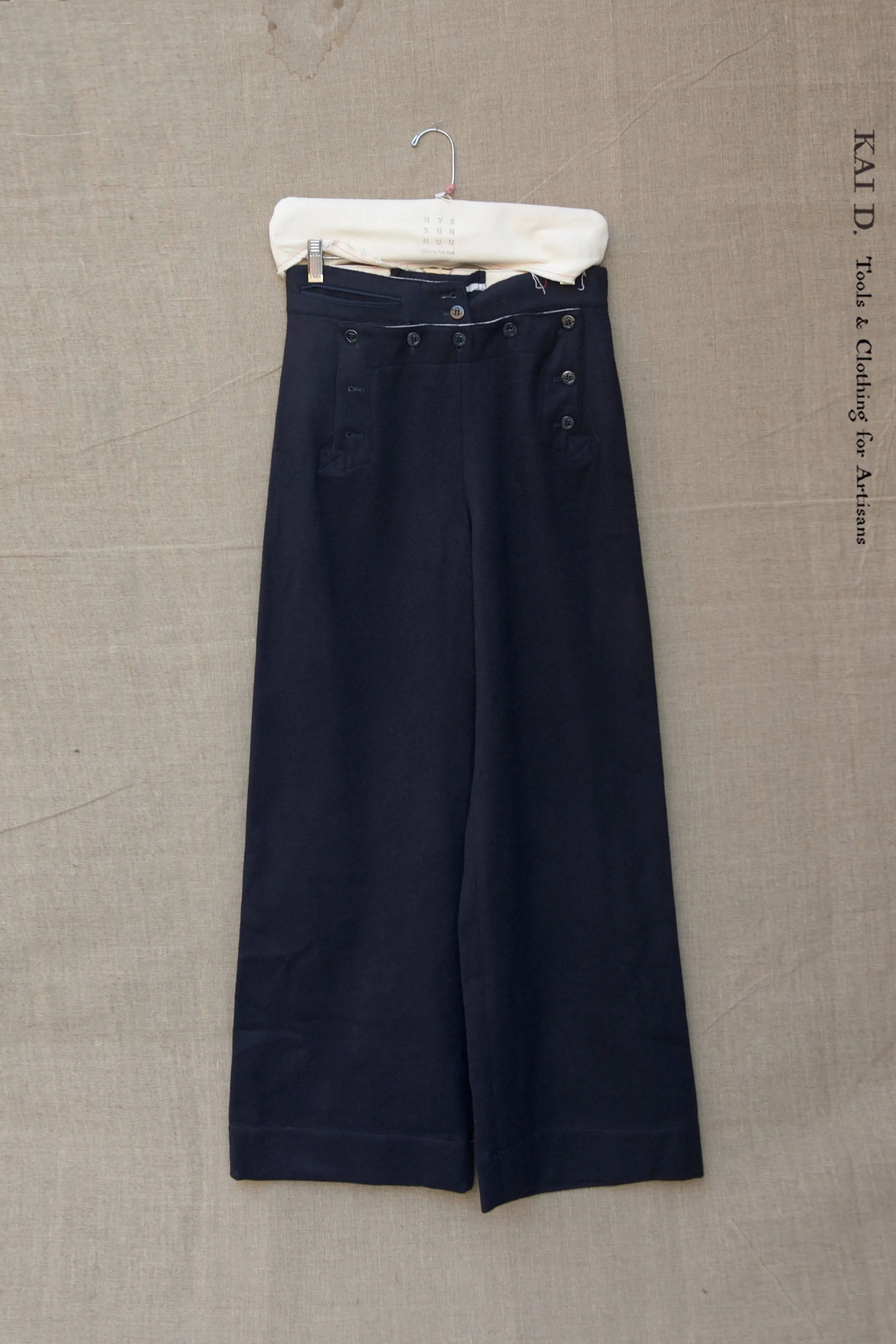 Soft wool sailor pants - Midnight - XS, M