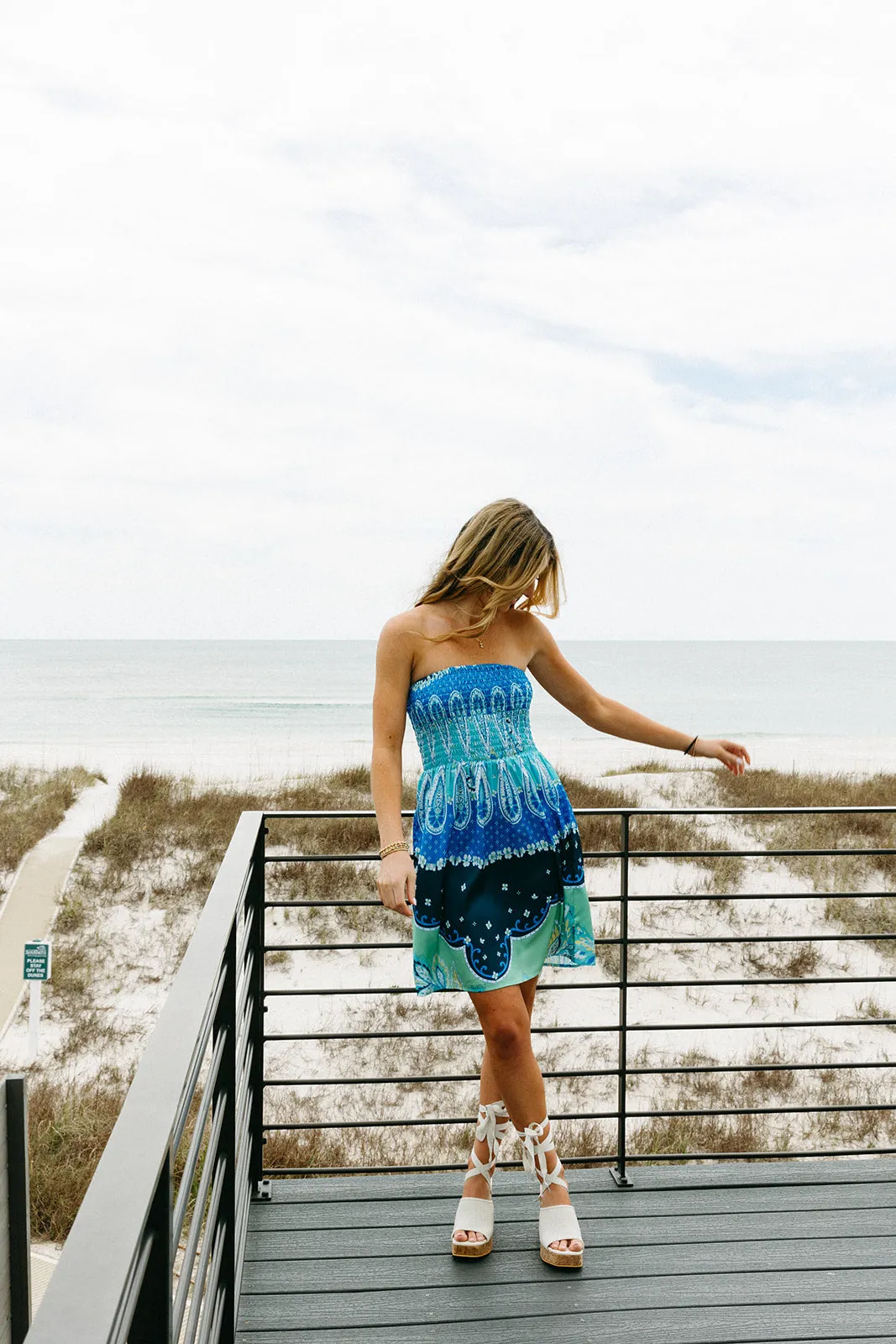 Truly Tropical Mini Dress - Blue Bali Print