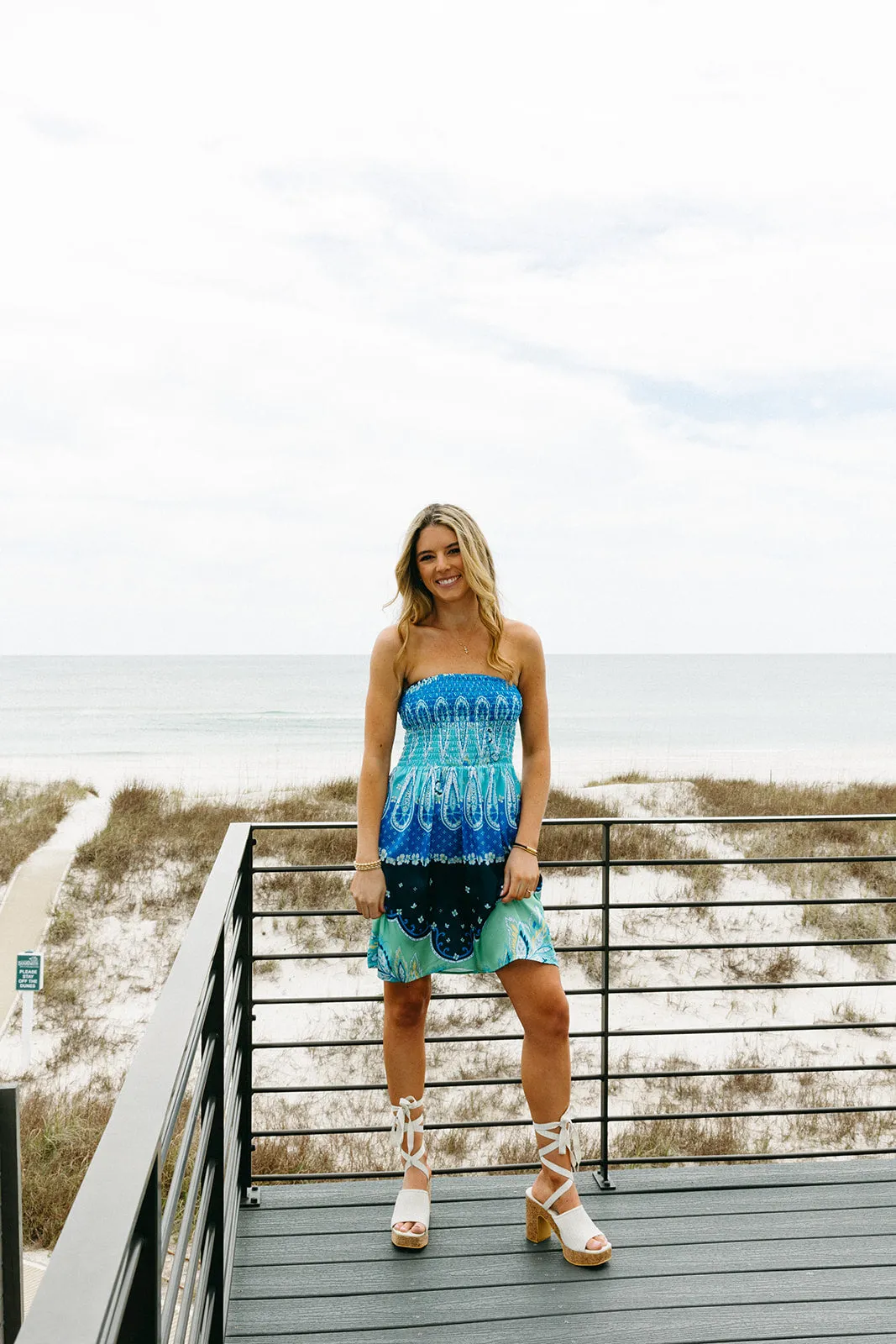 Truly Tropical Mini Dress - Blue Bali Print