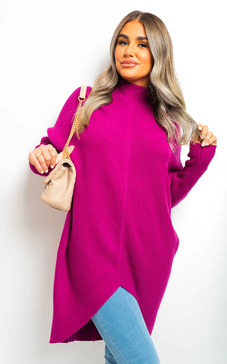 Turtle Neck Longline Knitted Jumper