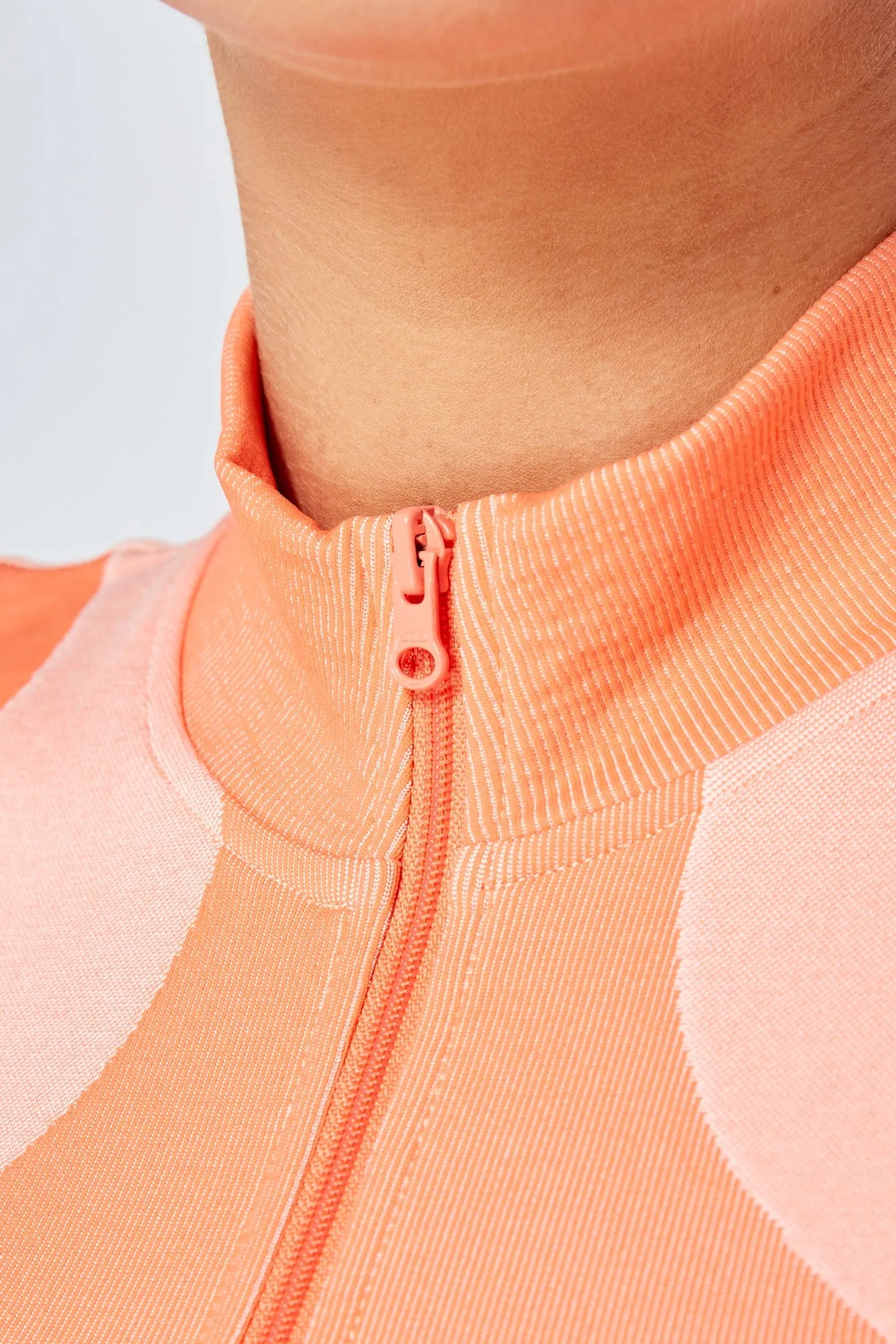 Twill Active Recycled Colour Block Zip-up Crop Top Coral