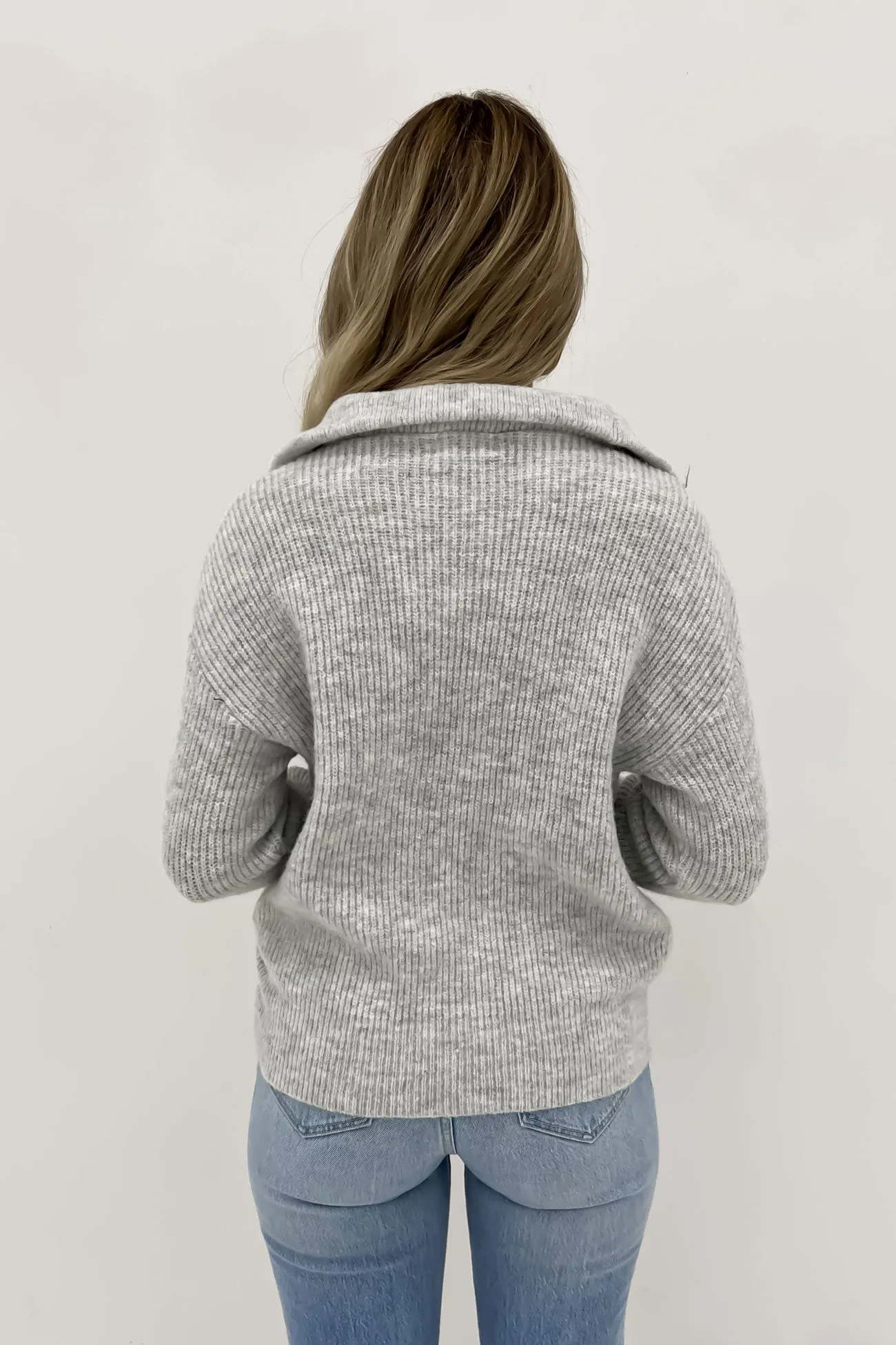 Victoria 1/4 Zip Knit Jumper Grey Marle