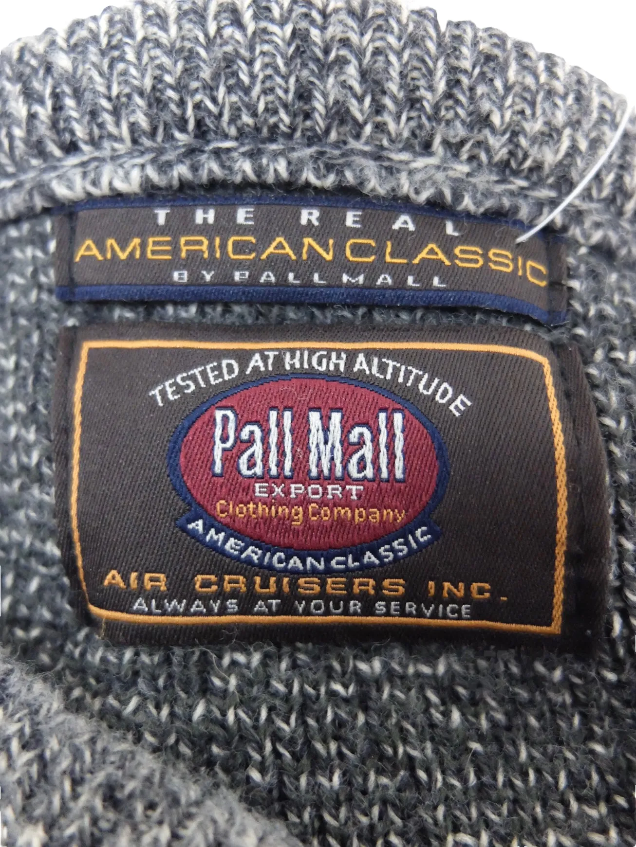 Vintage 80s Utility Streetwear Men’s Wool Blend Pall Mall Streetwear Sportswear American Aviator Pilot Grey Knit Pullover Sweater Jumper