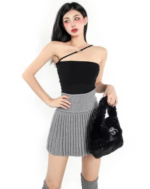 Viola Solid Color Black One Strap Halter Tube Top