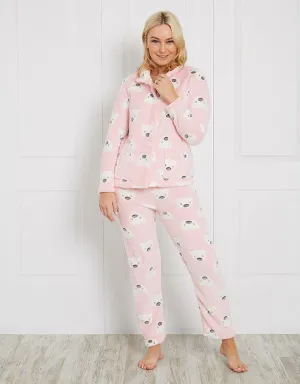 White Pink Panda Button PJ Set