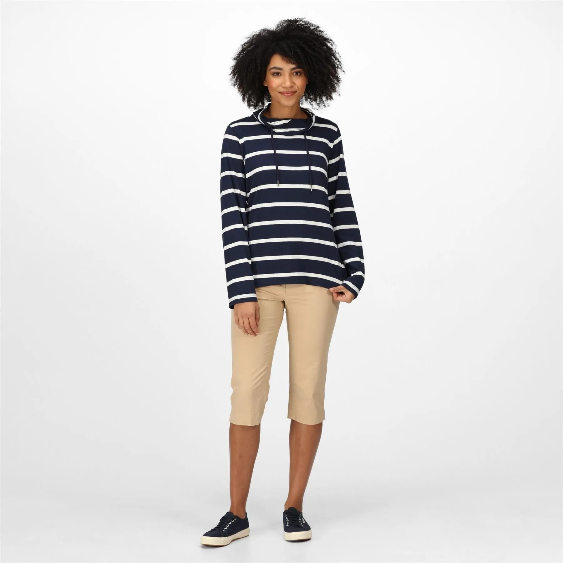 Women's Helvine Striped Sweatshirt | Navy White Stripe