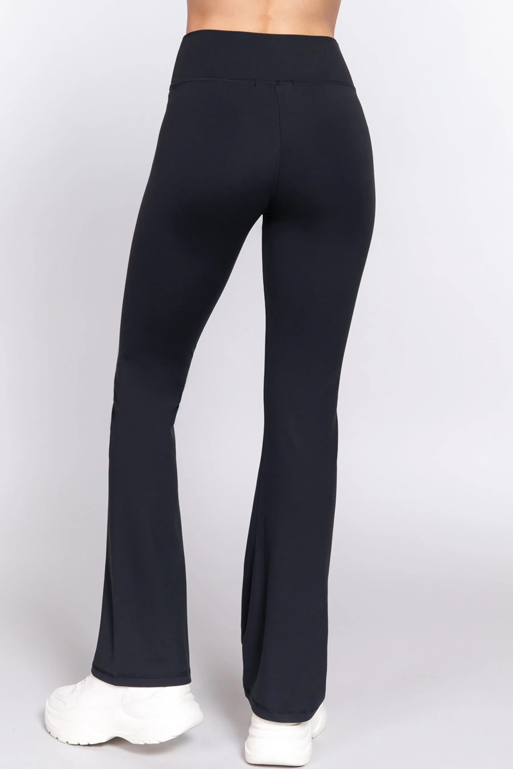 Women's Waist Band Flare Stretch Workout Long Pants