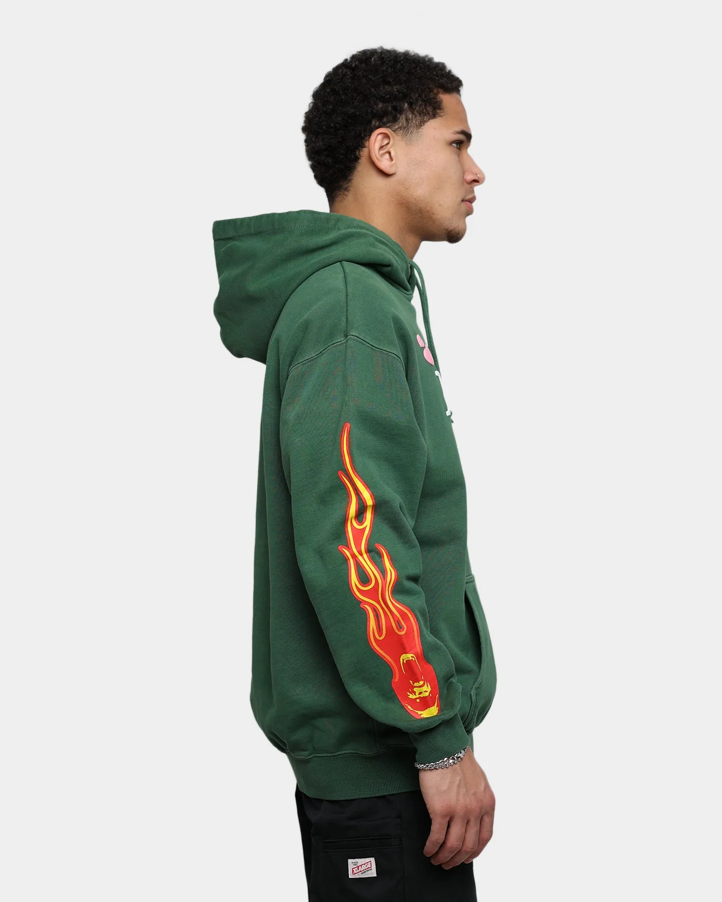 X-Large Pigment Dyed Puff Logo Pullover Hoodie Green