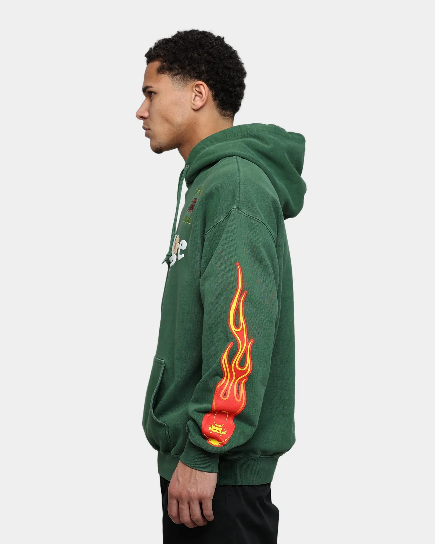 X-Large Pigment Dyed Puff Logo Pullover Hoodie Green