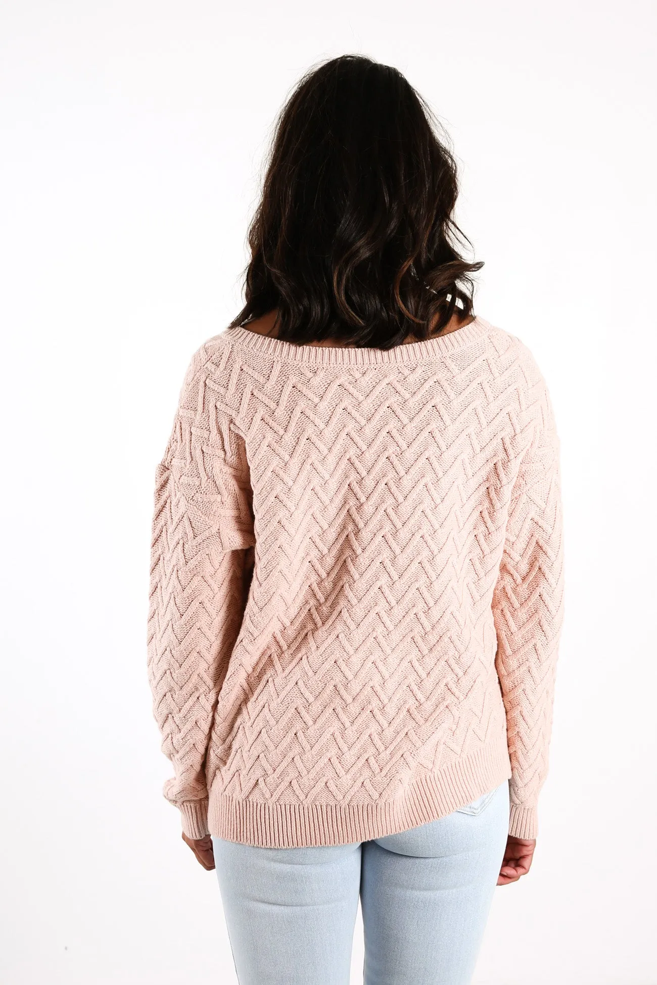 Ziggy Vee Neck Reversible Knit Peachy Keen